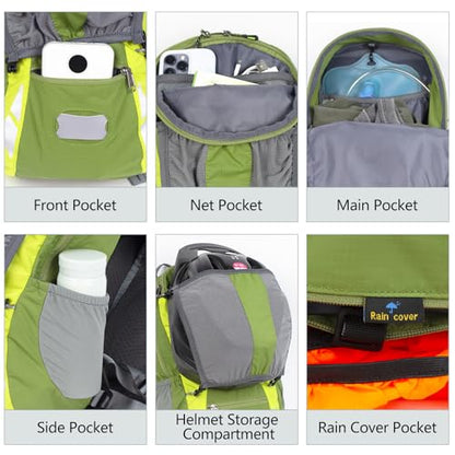 Bike Backpack With Rain-Cover, Mountain Biking Backpacks, Lightweight Packable Daypack Waterproof For Travel, Small Backpack For Bicycle Riding,Hiking,Camping (Army Green) - color: Amy Green