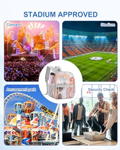 Clear Backpack for Stadium Events, 12x12x6 Small Clear Plastic bag with Reinforced Straps for Game Security Festival Concert - color: Silver