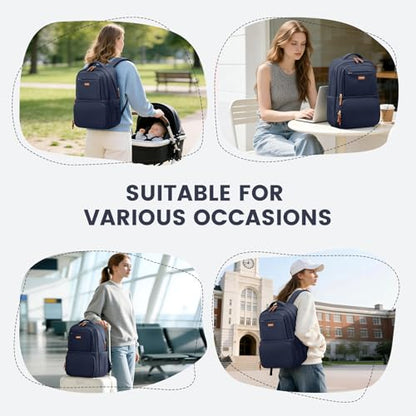 GOLF SUPAGS Lunch Backpack 16 Inch Laptop Backpack with Insulated Cooler Lunch Box Food Bag for College Work Camping Picnics (Navy Blue) - color: Navy Blue
