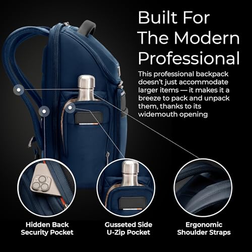 Briggs & Riley @work Medium Widemouth Backpack - color: Navy, size: Medium