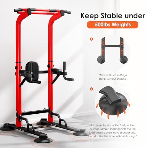 SogesPower Power Tower Pull Up Bar Station, Adjustable Height Pull Up Bar Stand for Home Gym, Multi-Function Pull Up Dip Station Dip Bar Strength Training Workout Equipment