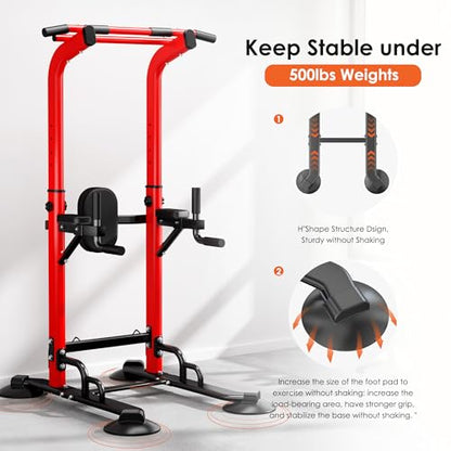 SogesPower Power Tower Pull Up Bar Station, Adjustable Height Pull Up Bar Stand for Home Gym, Multi-Function Pull Up Dip Station Dip Bar Strength Training Workout Equipment