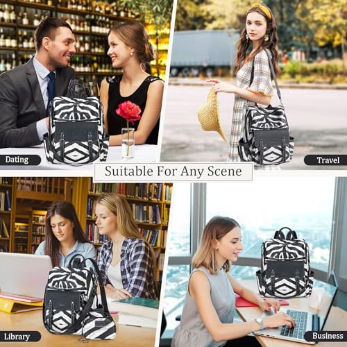 AGLOD Backpack Purse for Women PU Leather Back Packs Designer Ladies Shoulder Bag Fashion Faux Work Travel Handbags - color: Black Zebra