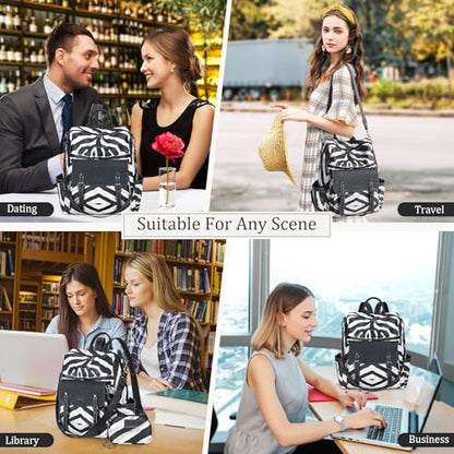 AGLOD Backpack Purse for Women PU Leather Back Packs Designer Ladies Shoulder Bag Fashion Faux Work Travel Handbags - color: Black Zebra