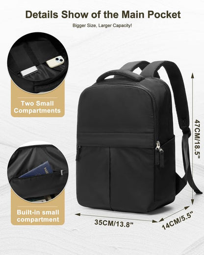 Black Laptop Work Backpack for Women - 15.6 Inch Laptop Compartment, Lightweight Waterproof Large Travel Backpack for College, Nurse & Teacher - color: Model a Black
