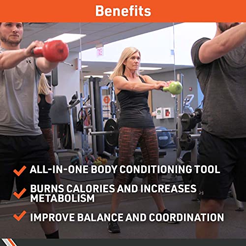 Body Sport Cast Iron Vinyl Coated Kettlebells – Kettlebell for Weight Lifting – Strength Training Kettlebell – Professional Fitness for Gym & At Home - style: 12-pound