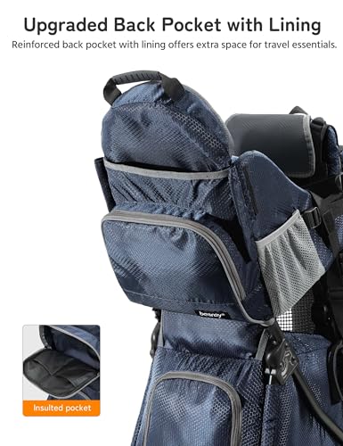 besrey Baby Backpack Carrier, Toddler Hiking Backpack with Safety 3-Height Seat, Adjustable Straps&Waist Belt, Foldable Frame Lightweight Large Capacity Child Carrier for Hiking (Blue) - color: Blue