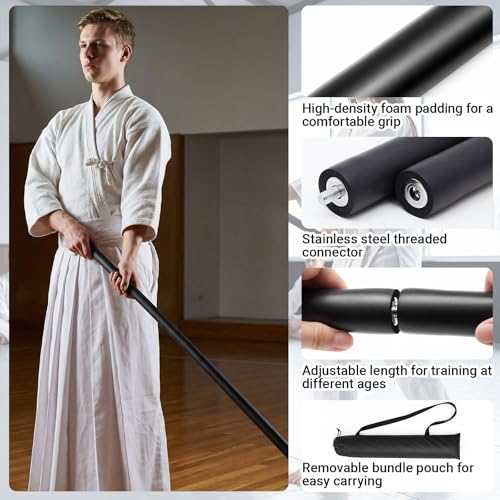 Silipull 4ft & 6ft Collapsible Foam-padded Bo Staff, Safe Martial Arts Training & Practice Stick for Beginners, Escrima & Yoga, Portable with Carry Bag