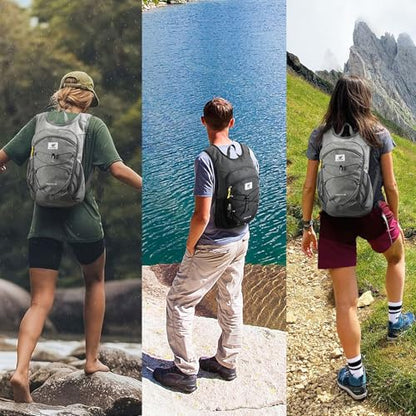 SKYSPER 15L/20L Foldable Hiking Backpack Lightweight Packable Travel Daypack with Chest Strap Small Folding Pack for Walking - color: Black, size: 15l