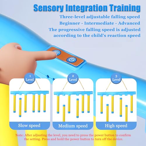 Shelprojsu Reflex Drop Sticks Challenge Game, 3 Adjustable Catching Falling Sticks Game, Hand Eye Coordination Training Game, Reaction Time Training Hand Speed Challenge Game - color: Blue-A