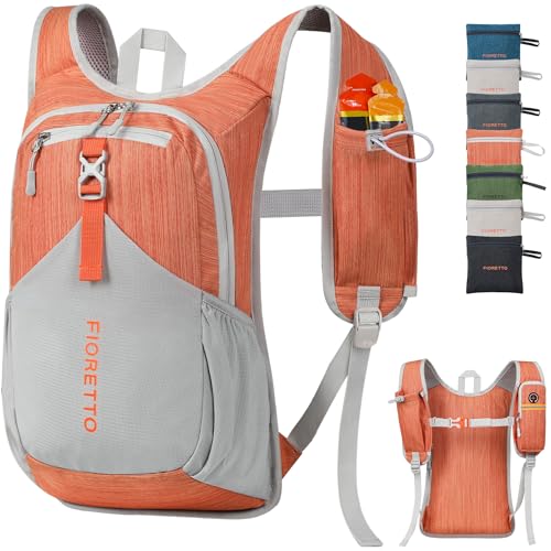 FIORETTO 15L Hiking Backpack for Women Men Mini Packable Backpack Lightweight Small Daypack for Camping Travel Outdoor, Orange - color: Orange, size: 15l