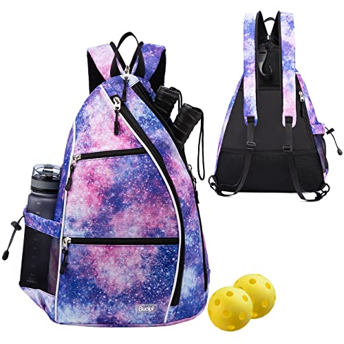 Sucipi Pickleball Bag for Men & Women,Convertible Backpack with Fence Hook - color: Galaxy, size: Medium