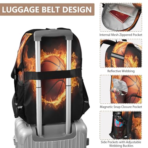 Bolaz Flame Basketball Travel Backpack 14 Inch Laptop Computer Bag Sturdy School Bag College Bookbag