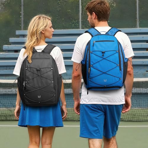G4Free Pickleball Bag Pickleball Backpack for Women & Men School Backpack for Teens Bookbag for College Student with Fence Hook Laptop Compartment(Blue) - color: Blue