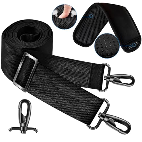 ZINZ 60 Inch Shoulder Strap with Removable Ultra-Thick Pad, Adjustable Buckles Shoulder Crossbody Strap for Luggage Bag - color: Black
