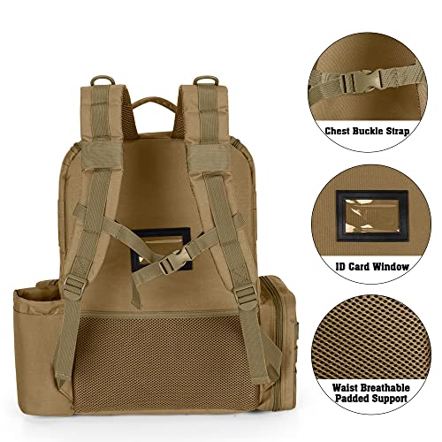DSLEAF Tactical Range Pistol Backpack with 6 Pistol Cases, Gun Backpack with 9X Magazine Slots for Shooting and Hunting - color: Khaki