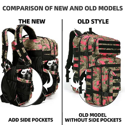 45L Tactical Assault Backpack 3 day assault pack with Molle Waterproof backpack Rucksack for Tactical Backpacks - color: Pinkcamo