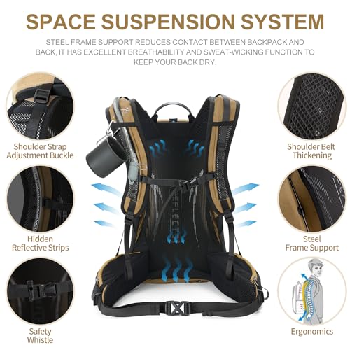 IX INOXTO Hiking Backpack, 26L/40L Waterproof Hiking Daypack with 3L Water Bladder and Rain Cover, Lightweight Travel Camping Backpack for Men Women (Khaki) - color: Khaki