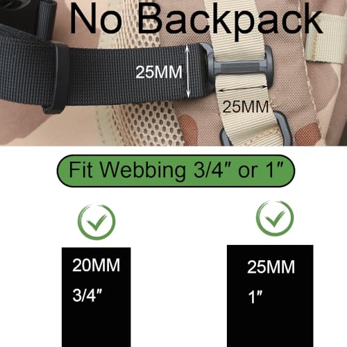 YYST Sternum Strap Backpack Chest Harness for Backpack with 20MM or 25MM Webbing Adjust from 9" to 17.5"