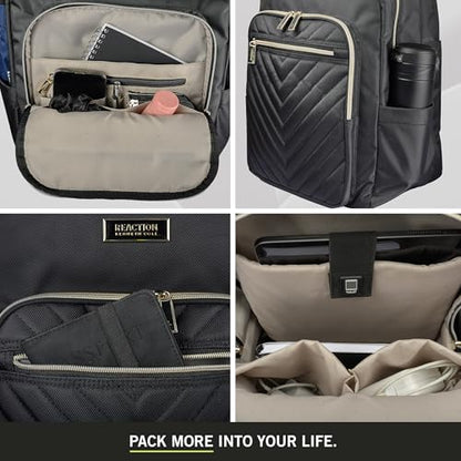 Kenneth Cole REACTION Women's Chelsea Chevron 15" Laptop and Tablet Backpack, Olive - color: Olive