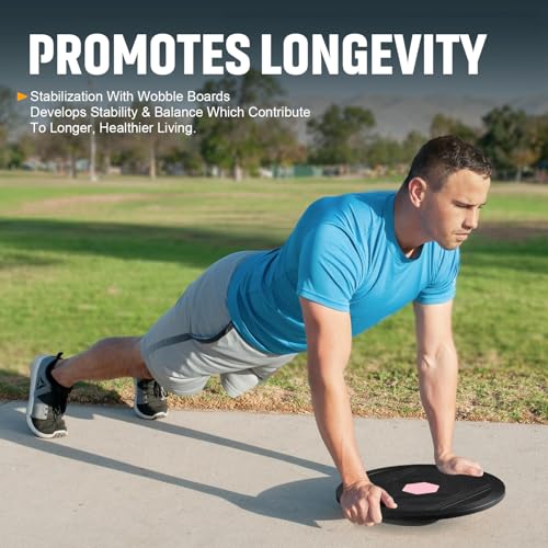 Wobble Balance Board Portable Balance Board with Handle for Balance Training and Core Trainer Balance Stability Trainer Healthy Material Non-Skid Bump Surface & Physical Therapy