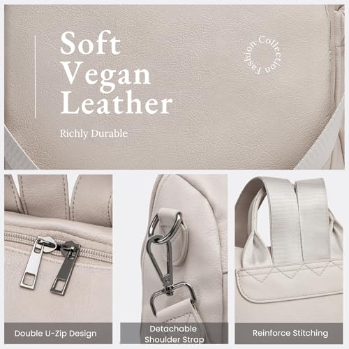 Anti-Theft Backpack Purse for Women, Convertible 3-in-1 Vegan Leather Backpack with Hidden Zipper, Adjustable Shoulder & Crossbody Bag for Travel and Daily Commute - color: A Two Toned Apricot