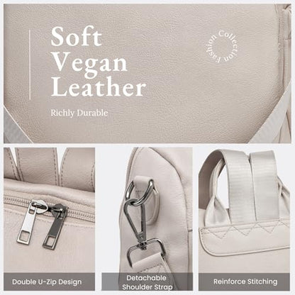 Anti-Theft Backpack Purse for Women, Convertible 3-in-1 Vegan Leather Backpack with Hidden Zipper, Adjustable Shoulder & Crossbody Bag for Travel and Daily Commute - color: A Two Toned Apricot