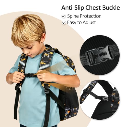abshoo Lightweight Kids Backpack For Boys Bookbag (Excavator Black) | Multi-pocket,Front chest buckle,Reflective strip, Breathable widened strap, Elementary Kindergarten School Bags - color: Excavator Black
