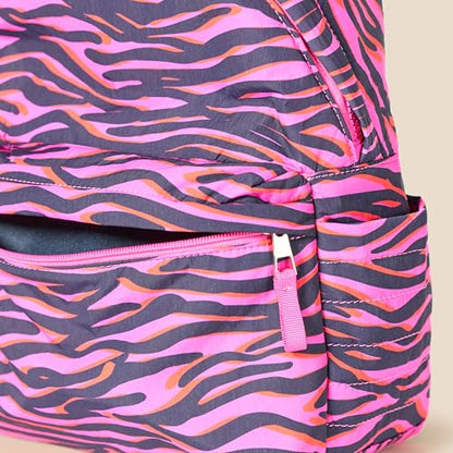 Amazon Essentials Unisex Kids' Backpack for Boys and Girls, Bright Pink Zebra Stripes, One Size - color: Bright Pink Zebra Stripes