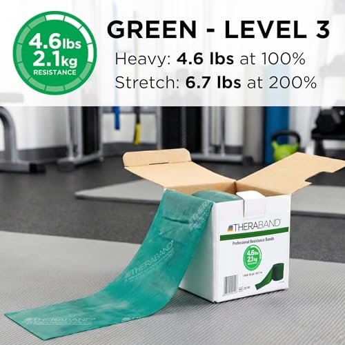 THERABAND Resistance Band, Green, Heavy, 50-Yard Roll, Latex, Elastic Band for Exercise, Physical Therapy, Yoga, Pilates, Stretching, Home Workouts, Cut-to-Length, Color-Coded Levels - color: Green | Heavy