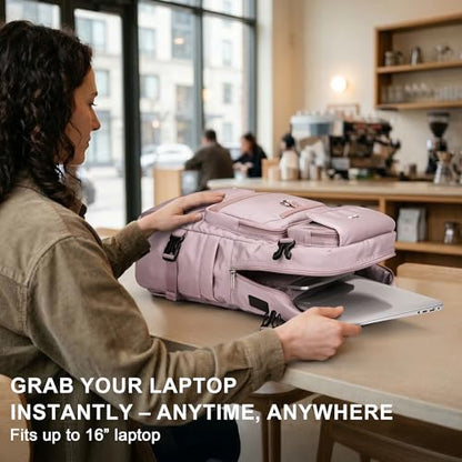 PIJUSHI Carry on Travel Backpack for Women Convertible Duffel Bag Backpack Large Luggage Rucksack Fit 16 Inch Laptop(PE039 Light Purple) - color: Light Purple