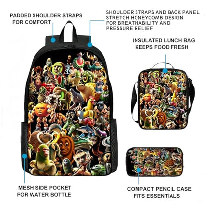 3 in 1 cartoon Pattern, 17'' Large-Capacity Backpack Set With a Fashionable and Personalized Style is Exquisitely Designed and Widely Applicable, Making it an Ideal Choice(Red)