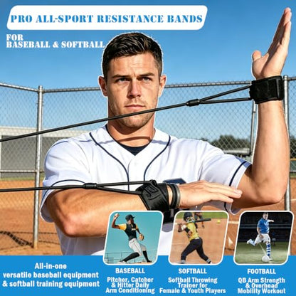 Resistance Bands for Baseball Pitchers, Professional Pitching Bands Baseball & Softball Throwing Trainer, Resistance Bands for Arms, Baseball Training Bands for Youth and Adult Pitching Workout