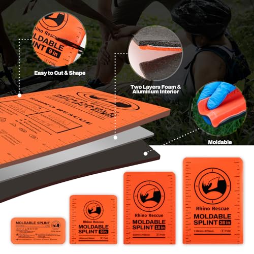 RHINO RESCUE First Aid Splint 36" X 4.3" Orange-Gray, Keep Bones in Position (6, Splint Bundle) - color: Bundle Kit