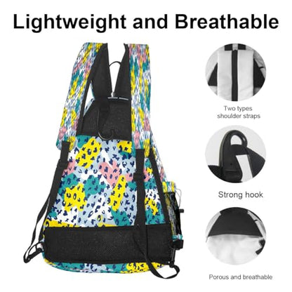 Pickleball Bag for Women & Men – Lightweight Sports Backpack with Paddle Compartments, Dual Carry Modes, Detachable Zippered Strap, Brown Leopard, Great Gift Option for Players - color: White Leopard