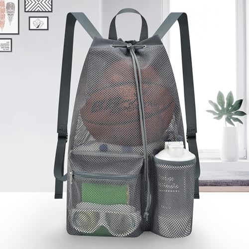 Mildbeer Large Drawstring Backpack for Men Women Athletic Gym Sports Workout Beach Swimming Commuting Travel - color: Grey, style: L: 21"x12.5"x5.5"