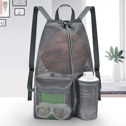 Mildbeer Large Drawstring Backpack for Men Women Athletic Gym Sports Workout Beach Swimming Commuting Travel - color: Grey, style: L: 21"x12.5"x5.5"