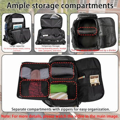 Oak-Sports Travel Backpack, Large Capacity Day Pack for Men Women, Waterproof Lightweight Bag with Shoe Compartment for Weekend Trips, Hiking, Camping
