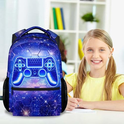 Kids Backpack, 17 Inch Gaming Backpacks for Boys - Gamer School Bookbag Gifts for Preschool Elementary Kindergarten - color: Multicolor