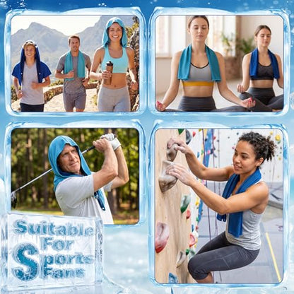Honoson 20 Pcs12x25 Inch Cooling Hoodie Towel Bulk for Neck and Face 40x12 Inch Quick Dry Sweat Towels Instant Ice Cold Towel for Hot Weather Run Yoga Gym(Light Blue,Dark Blue) - color: Light Blue,dark Blue