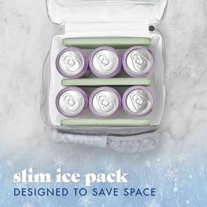 Cool Coolers by Fit & Fresh 4 Pack XL Slim Ice Packs, Quick Freeze Space Saving Reusable Ice Packs for Lunch Boxes or Coolers - color: Sage (4 Pack)