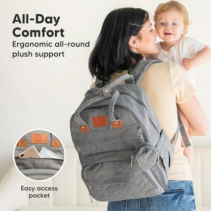 KeaBabies Diaper Bag Backpack - Large Baby Diaper Bag with Changing Pad, Baby Boy, Girl, Travel Backpack for Mom and Dad, Waterproof, Multi Function Durable (Classic Gray) - color: Classic Gray