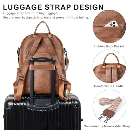 LATMAP Backpack Purse for Women Laptop Backpack, Leather Travel Back Pack Shoulder Bag Teacher College Daypack Work Handbag fits 14" Laptop, Brown - color: Style1-brown