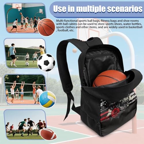 Basketball Backpack With Separate Ball Compartment And Shoes Fit Basketball Volleyball Football - color: Rose Skeleton