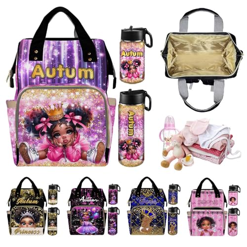 Custom Diaper Bag with Name,Personalized Diaper Bag Backpack &Insulated Water Bottle Mother Gift,Custom Monogram Baby Travel Bag Nursing Diaper Mommy Backpack with Adjustable Shoulder Straps Nappy Bag - color: Design 18