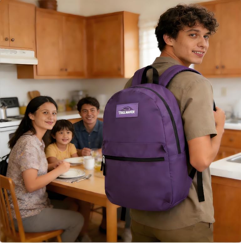 Lightweight Travel Backpack, Casual Daypack, Durable Commuter Bag, Adjustable Shoulder Straps, for Work, Hiking(Purple)