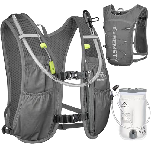Running Hydration Vest 5L,Running Vest Pack with 1.5L Water Bladder,Lightweight Water Backpack for Hiking Running Cycling - color: Grey