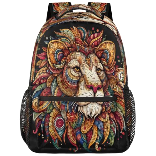 Lion Kids Backpack for Girl Boy Waterproof Kids Back Pack | Animal Art School Bookbag Women Men Lightweight Rucksack Casual Daypack Carry On Bag for Work Hiking Camping Gym Travel - color: Animal Lion Art