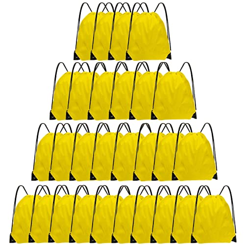 Grneric Drawstring Bags 28 PCS Drawstring Backpack Bulk String Backpack Cinch Bag Sackpack for Men Women Gym (Yellow) - color: Yellow