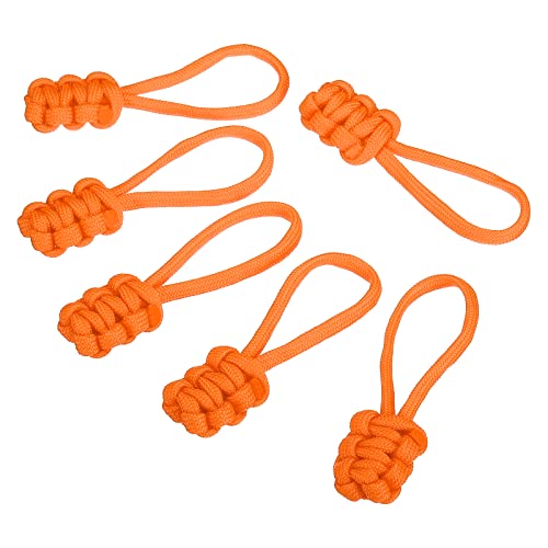 PATIKIL Zipper Pulls Replacement, 6 Pack Extension Cord Handle Fix Pull Tab Extender Fixer Slider Head Repair Kit for Luggage Backpack Jacket, Orange - color: Orange